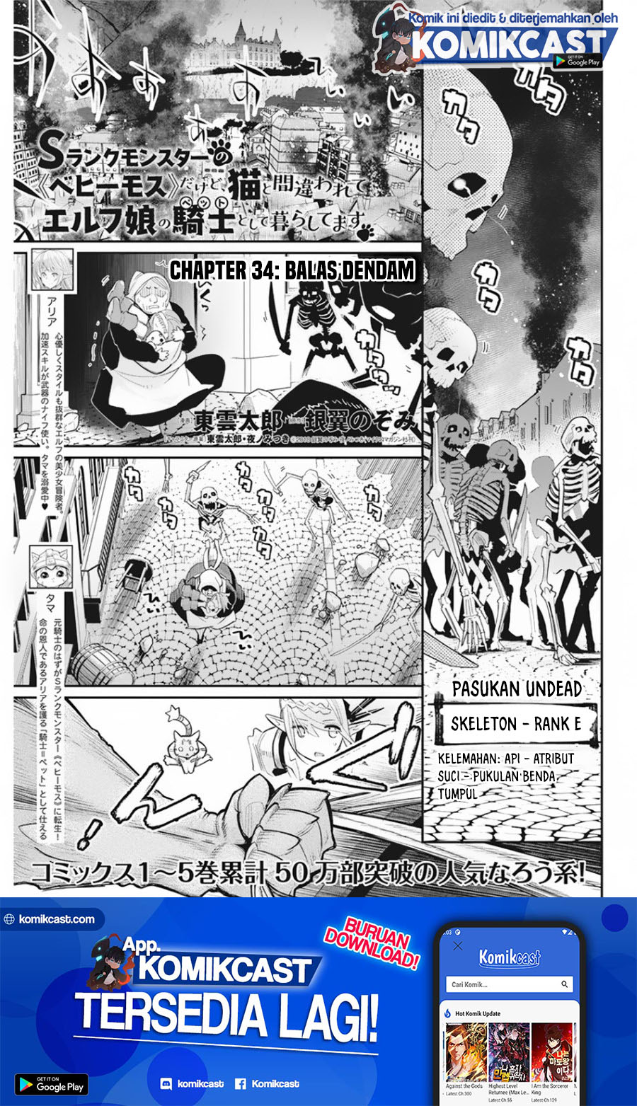 S-Rank Monster no Behemoth Dakedo, Neko to Machigawarete Erufu Musume no Kishi (Pet) Toshite Kurashitemasu Chapter 34 Bahasa Indonesia